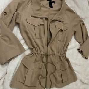 Calvin Klein drawstring waist zip-up trench coat